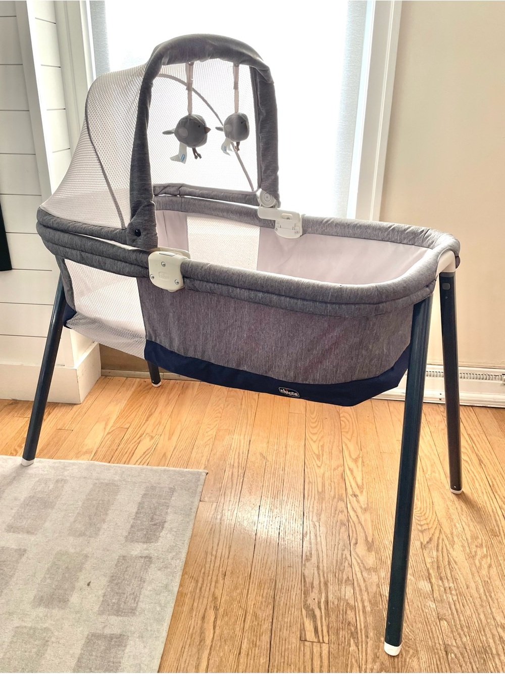 Chicco Portable Bassinet with Canopy- Grey & Navy